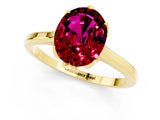 Yellow gold Oval Cut Garnet Solitaire Ring with Flower Prong Setting and Classic Band_37