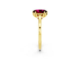 Yellow gold Oval Cut Garnet Solitaire Ring with Flower Prong Setting and Classic Band_38