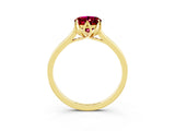 Yellow gold Oval Cut Garnet Solitaire Ring with Flower Prong Setting and Classic Band_39