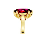 Yellow gold Oval Cut Garnet Solitaire Ring with Flower Prong Setting and Classic Band_41