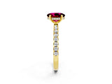 Yellow gold Oval Cut Garnet Solitaire Ring with Pavé Band and Four-Prong Setting_14