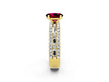 Yellow gold Oval Cut Garnet Solitaire Ring with Pavé and Channel Set Band_2