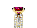 Yellow gold Oval Cut Garnet Solitaire Ring with Pavé and Channel Set Band_5