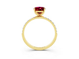 Yellow gold Oval Cut Garnet Solitaire Ring with Pave Band and Four Prong Setting_27