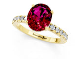 Yellow gold Oval Cut Garnet Solitaire Ring with Round  Pavé Band and Four-Prong Setting_37