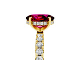 Yellow gold Oval Cut Garnet Solitaire Ring with Round  Pavé Band and Four-Prong Setting_41