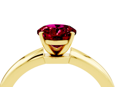 Yellow gold Oval Cut Garnet Solitaire Ring with Six-Prong Setting and Classic Band_4