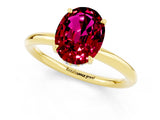 Yellow gold Oval Cut Garnet Solitaire Ring with Thin Band and Four-Prong Setting_13