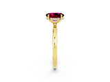Yellow gold Oval Cut Garnet Solitaire Ring with Thin Band and Four-Prong Setting_14