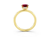 Yellow gold Oval Cut Garnet Solitaire Ring with Thin Band and Four-Prong Setting_15