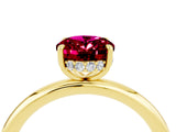 Yellow gold Oval Cut Garnet Solitaire Ring with Thin Band and Four-Prong Setting_16