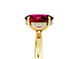 Yellow gold Oval Cut Garnet Solitaire Ring with Thin Band and Four-Prong Setting_17