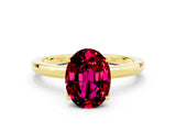 Yellow gold Oval Cut Garnet Solitaire Ring with Thin Band and Prong Setting_12