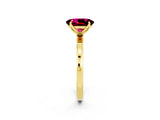 Yellow gold Oval Cut Garnet Solitaire Ring with Thin Band and Prong Setting_14