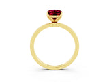 Yellow gold Oval Cut Garnet Solitaire Ring with Thin Band and Prong Setting_15
