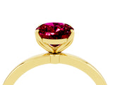 Yellow gold Oval Cut Garnet Solitaire Ring with Thin Band and Prong Setting_16