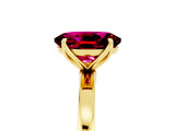 Yellow gold Oval Cut Garnet Solitaire Ring with Thin Band and Prong Setting_17