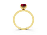 Yellow gold Oval Cut Garnet Solitaire Ring with Thin Band and Prong Setting_27