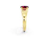 Yellow gold Oval Cut Garnet Solitaire Ring with Wide Band and Prong Setting_2