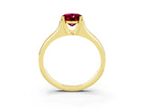 Yellow gold Oval Cut Garnet Solitaire Ring with Wide Band and Prong Setting_3