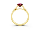 Yellow gold Oval Cut Garnet Solitaire Twist Band Prong Setting Ring_39