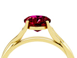 Yellow gold Oval Cut Garnet Solitaire Twist Band Prong Setting Ring_40