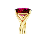 Yellow gold Oval Cut Garnet Solitaire Twist Band Prong Setting Ring_41
