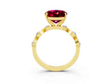 Yellow gold Oval Cut Garnet Solitaire Twisted Band with Round  Accents and Prong Setting_15