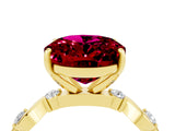 Yellow gold Oval Cut Garnet Solitaire Twisted Band with Round  Accents and Prong Setting_16
