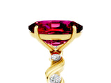 Yellow gold Oval Cut Garnet Solitaire Twisted Band with Round  Accents and Prong Setting_17