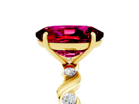 Yellow gold Oval Cut Garnet Solitaire Twisted Band with Round  Accents and Prong Setting_17