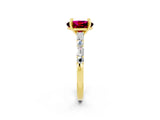 Yellow gold Oval Cut Garnet Solitaire with Side Baguettes and Channel Set Band_2