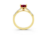 Yellow gold Oval Cut Garnet Solitaire with Side Baguettes and Channel Set Band_3