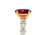 Yellow gold Oval Cut Garnet Solitaire with Side Stones, Pave Band, Four-Prong Setting_29