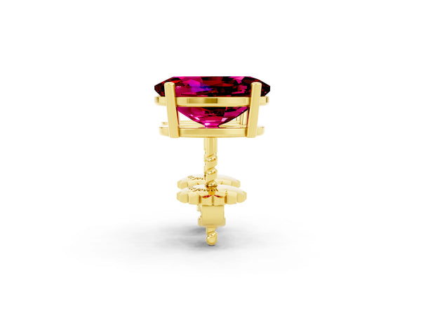 Yellow gold Oval Cut Garnet Stud Earrings