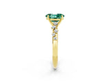 Yellow gold Oval Cut Green Sapphire Cluster Side Stone Solitaire Ring with Prong Setting_26