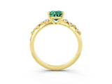 Yellow gold Oval Cut Green Sapphire Cluster Side Stone Solitaire Ring with Prong Setting_27