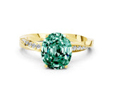 Yellow gold Oval Cut Green Sapphire Engagement Ring with Side Stone Accents and Four-Prong Setting_60