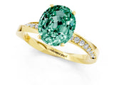 Yellow gold Oval Cut Green Sapphire Engagement Ring with Side Stone Accents and Four-Prong Setting_61