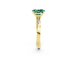 Yellow gold Oval Cut Green Sapphire Engagement Ring with Side Stone Accents and Four-Prong Setting_62