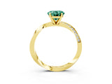 Yellow gold Oval Cut Green Sapphire Engagement Ring with Side Stone Accents and Four-Prong Setting_63
