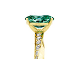 Yellow gold Oval Cut Green Sapphire Engagement Ring with Side Stone Accents and Four-Prong Setting_65