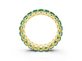 Yellow gold Oval Cut Green Sapphire Eternity Band with Shared Prong Setting_3