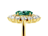 Yellow gold Oval Cut Green Sapphire Floral Double Halo Engagement Ring with Prong Setting_71