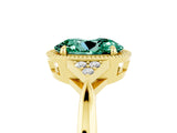 Yellow gold Oval Cut Green Sapphire Halo Ring with Tapered Band and Four-Prong Setting_5