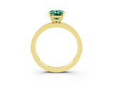 Yellow gold Oval Cut Green Sapphire Milgrain Pavé Engagement Ring with Four-Prong Setting_26