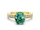 Yellow gold Oval Cut Green Sapphire Milgrain Pavé Engagement Ring with Four-Prong Setting_35