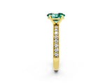 Yellow gold Oval Cut Green Sapphire Milgrain Pavé Engagement Ring with Four-Prong Setting_37