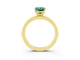 Yellow gold Oval Cut Green Sapphire Milgrain Pavé Engagement Ring with Four-Prong Setting_38