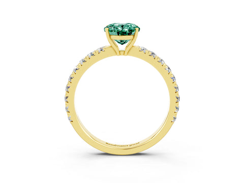 Yellow gold Oval Cut Green Sapphire Pavé Solitaire Engagement Ring with Four-Prong Setting_15